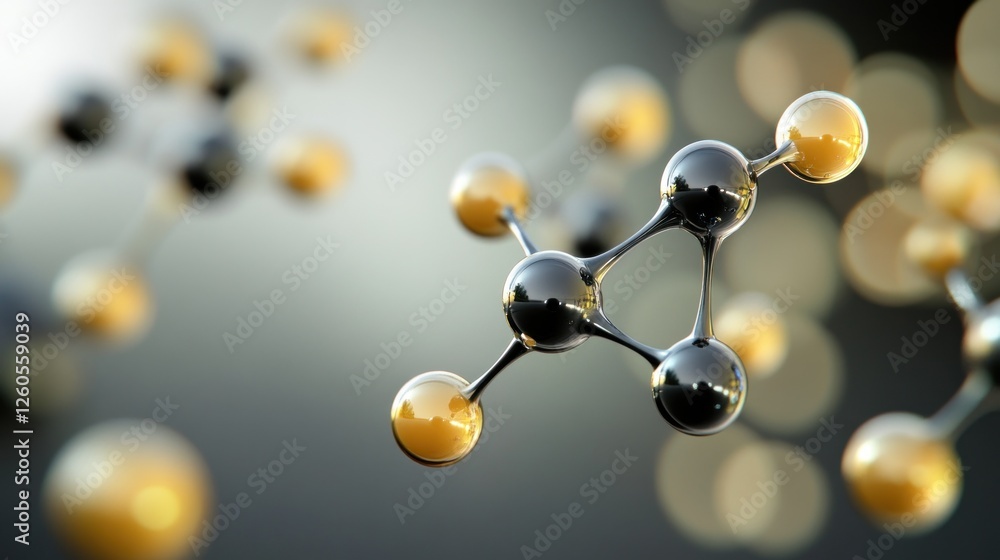 Aufkleber complex molecular structure of atoms for science and technology background