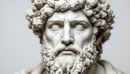 Fototapeta premium Marble Statue_ Marcus Aurelius Head Detail