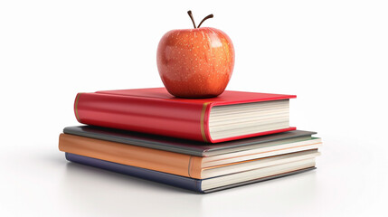 red apple and books