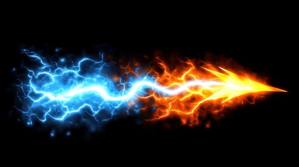 Fototapeta premium Fiery orange and cool blue energy clash dramatically in this vibrant abstract image. AI Generated