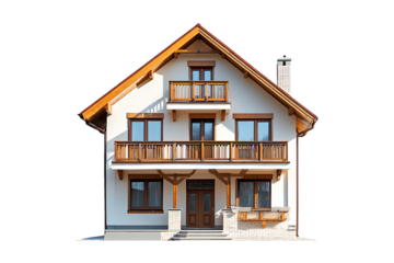 Modern Two-Story Family House Isolated on Transparent Background PNG.