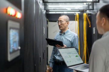 engineer working in data center