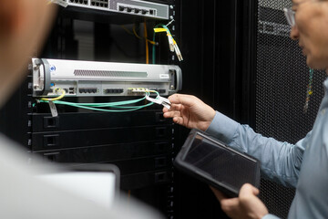 engineer working in data center