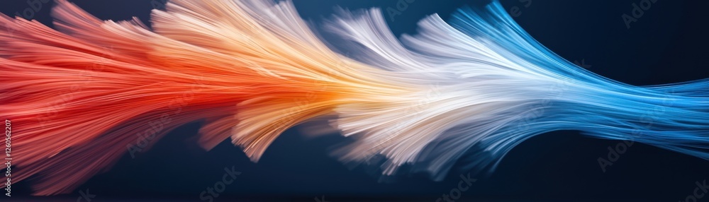 Poster a vibrant display of flowing colors, blending red and blue against a dark background, creating a dyn