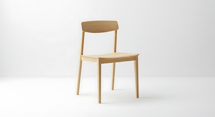 Modern Light Wood Dining Chair on White Background for Minimalist Design