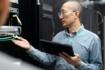 engineer working in data center