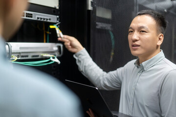 engineer working in data center