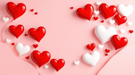 Obraz premium Red Valentine's Day design featuring a love shape on a white background