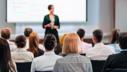 attentive professionals listen to a presentation in a modern conference room
