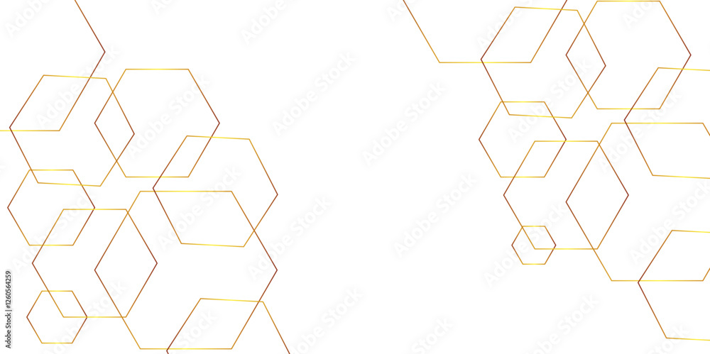 Aufkleber abstract white and golden lines 3d hexagonal structure futuristic background. modern simple style he