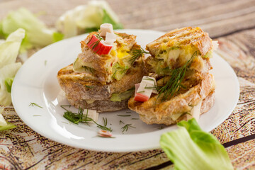 Sandwiches with vegetable and cheese filling