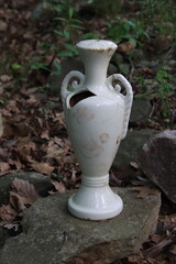 antique vase in the woods