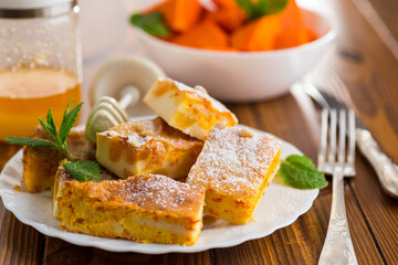Homemade Cottage Cheese Casserole with Pumpkin