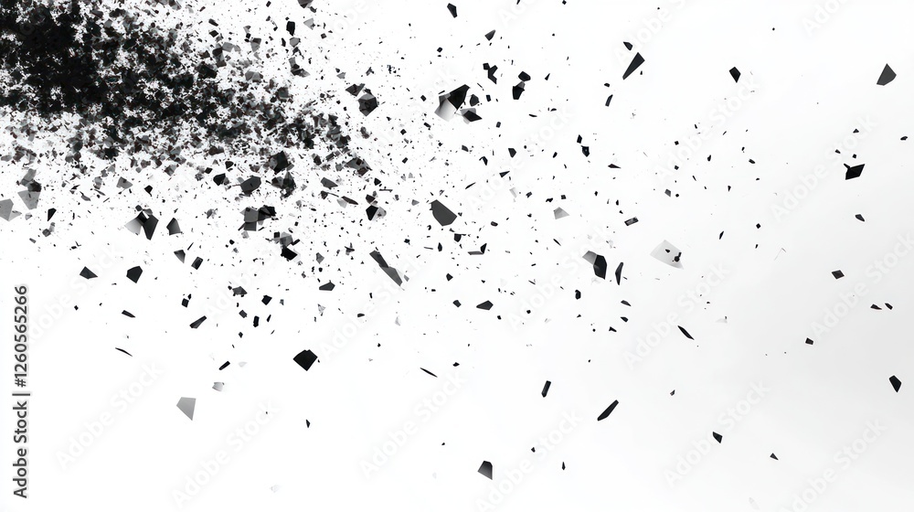 Poster abstract black geometric particle explosion on white background texture