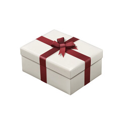 Fototapeta premium White gift box with red ribbon isolated on a transparent background 
