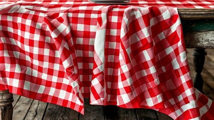 Fototapeta premium A cozy red and white gingham table setting