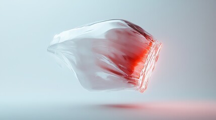  Abstract Crystal Shape with Red Highlights