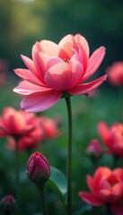 Fototapeta premium A gentle breeze stirs the petals of a tranquil floral garden, flower, breeze, tranquility