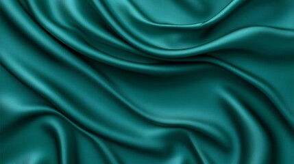 Obraz premium Deep Teal Silk Drapery Softly Swirling Luxurious Texture. AI Generated