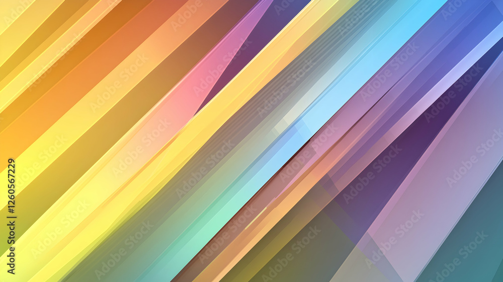 Poster abstract diagonal lines in a vibrant rainbow color scheme, ideal for backgrounds, presentations, and