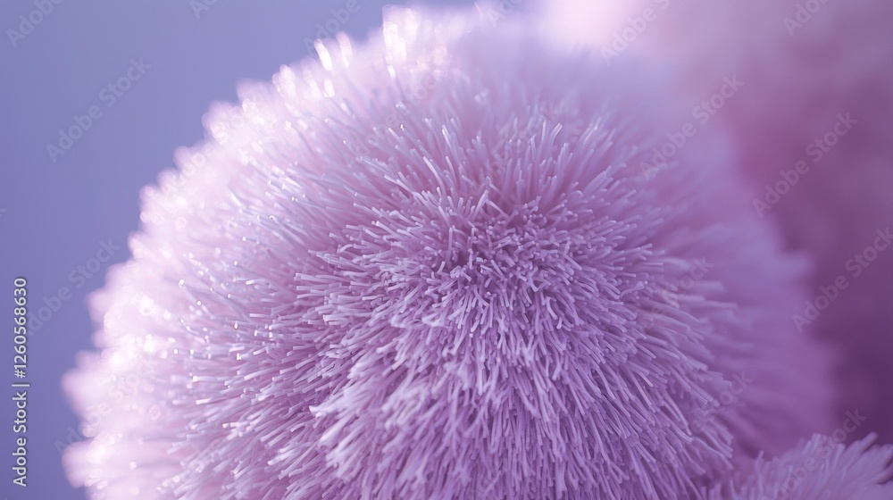 Poster a fluffy, textured ball captures attention with its vibrant lavender color and delicate, spiky fiber
