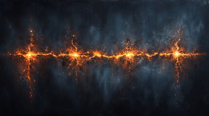 Fiery Cracks Illuminate Dark Abstract Canvas. AI Generated
