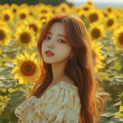 Sunflowers and Beauty Calling Fortune and Wealth.