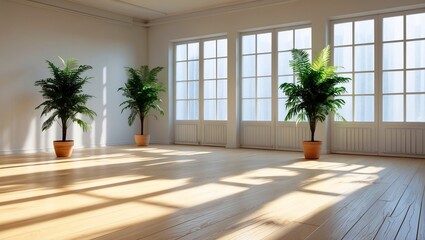 Fototapeta premium Bright and airy room with light wooden floors