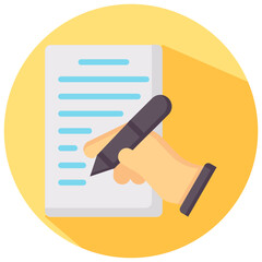 writing vector round flat icon