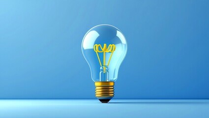 Bright blue minimalist light bulb inspiration concept