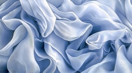 Obraz premium Soft light illuminates swirling blue silk fabric. AI Generated