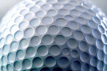 Close-up Macro Shot of Golf Ball Texture, White Honeycomb Background