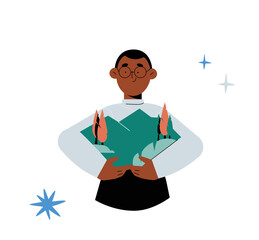 Male Florist Holding A Bouquet In Flat Vector Illustration Symbolizing Nature Protection, Environmental Care, And Sustainability, Isolated On White Background