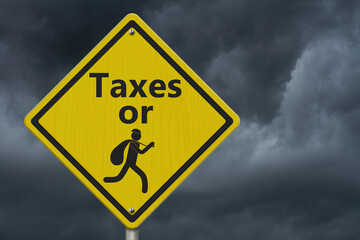 Taxes or Theft warning with thief sign