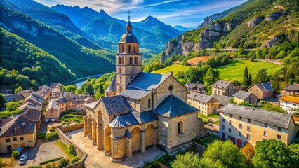 Collegiate Church Notre Dame, Tende, French Alps - Medieval Architecture Stock Photo
