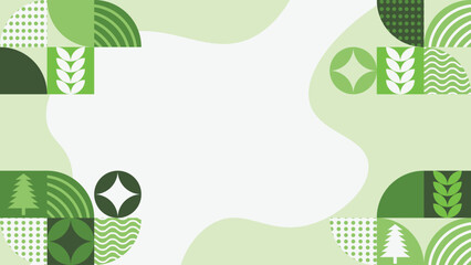 Moerdn Geometric Background. Green Background With Environmental Theme. Minimalist Green Background With Plant Concept