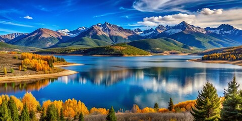 Obraz premium Colorado Rockies Dillon Reservoir Scenic Landscape Photography - Stunning Tenmile Range Mountain Views