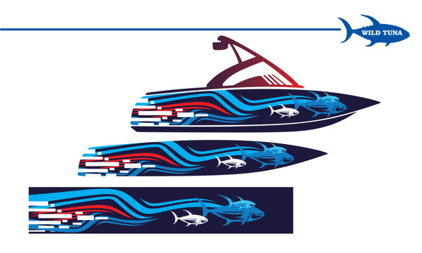 wild tuna wrap print for small boat, best image for your fishing boat wrap vector illustrations
