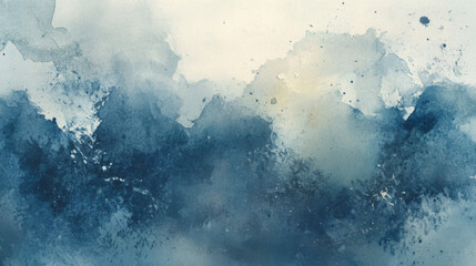 Obraz premium Watercolor painting in shades of blue with soft abstract forms and textures