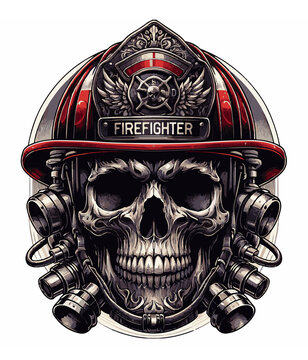 teschio con elmetto da vigile del fuoco. Generative AI