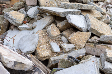 stack of old pieces of concrete, demolition of construction site texture background