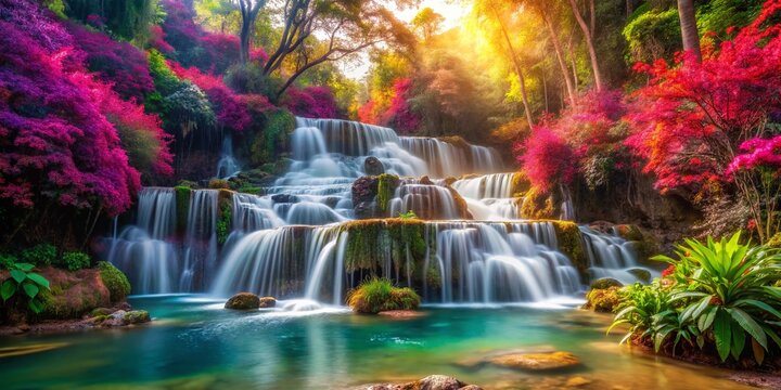 Colorful Double Exposure: Pha Charoen Waterfall, Mae Sot, Thailand