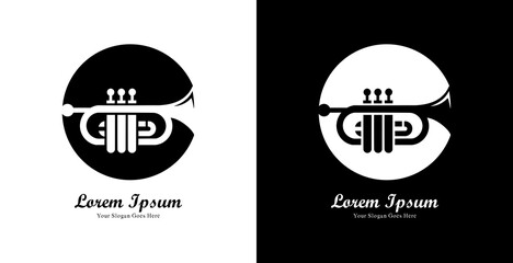 trumpet shaped logo design combined with a circle © Yohanes