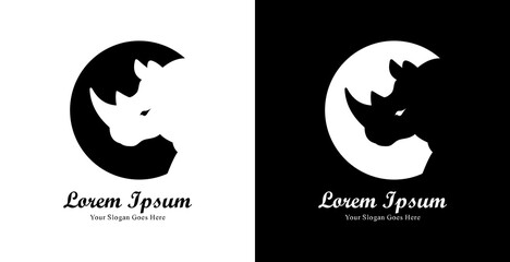 rhinoceros head logo design combined with a circle