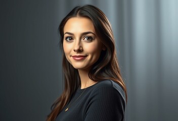 Fototapeta premium Female actor on a subtle grey stage