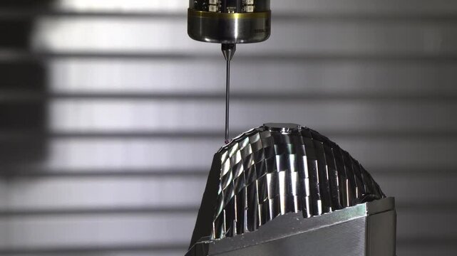 The touching probe attached on CNC milling machine measuring the mold parts.