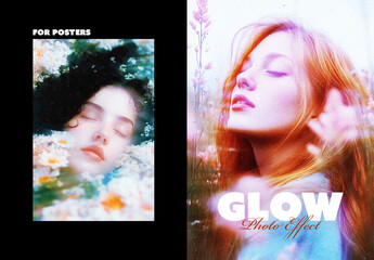 Glow Flow Poster Photo Effect Mockup