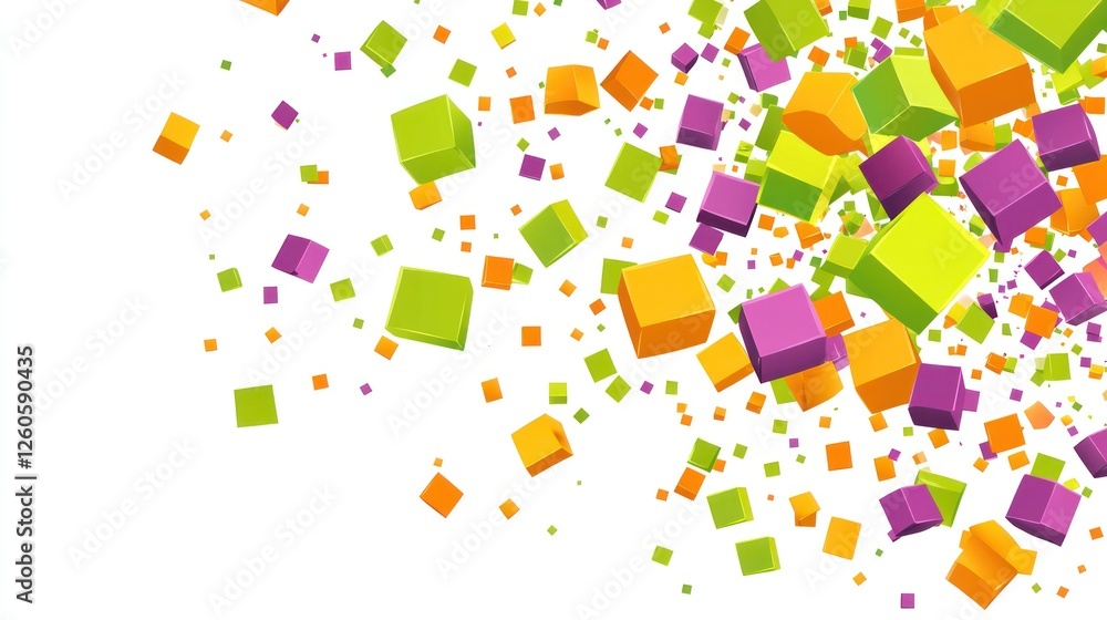 Poster vibrant cubes ascending: a dynamic display of geometric abstraction