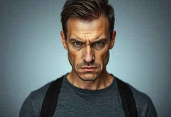 Obraz premium Angry male portrait with sharp focus on eyes