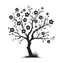 Luxurious Cherry Blossom Tree silhouette made for sophisticated design concepts - Cherry Blossom tree illustration - Cherry Blossom tree vector - Cherry Blossom silhouette
